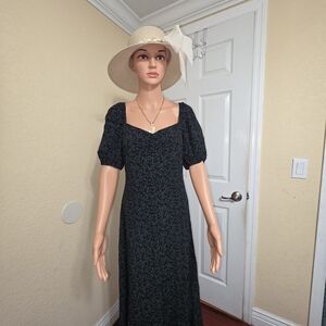 Madewell Black Floral Puff-Sleeve Maxi Dress